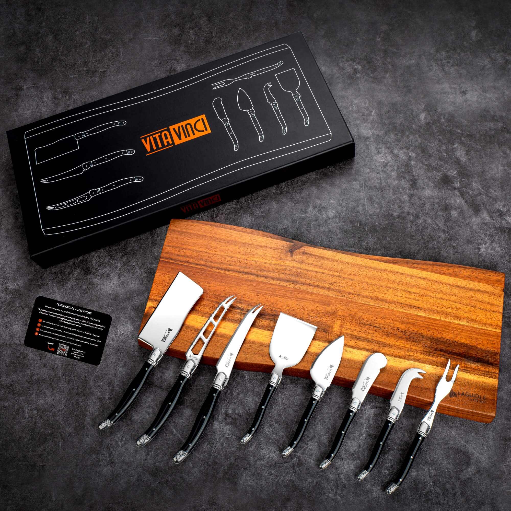 Vita Vinci cheese set 8pcs Black (VV-4136-BK) 8