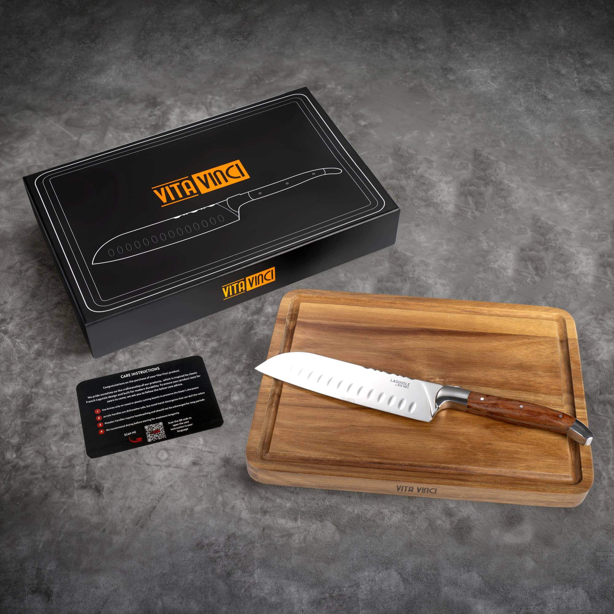 Vita Vinci Santoku knife with cutting board (VV-4201-RO) 13
