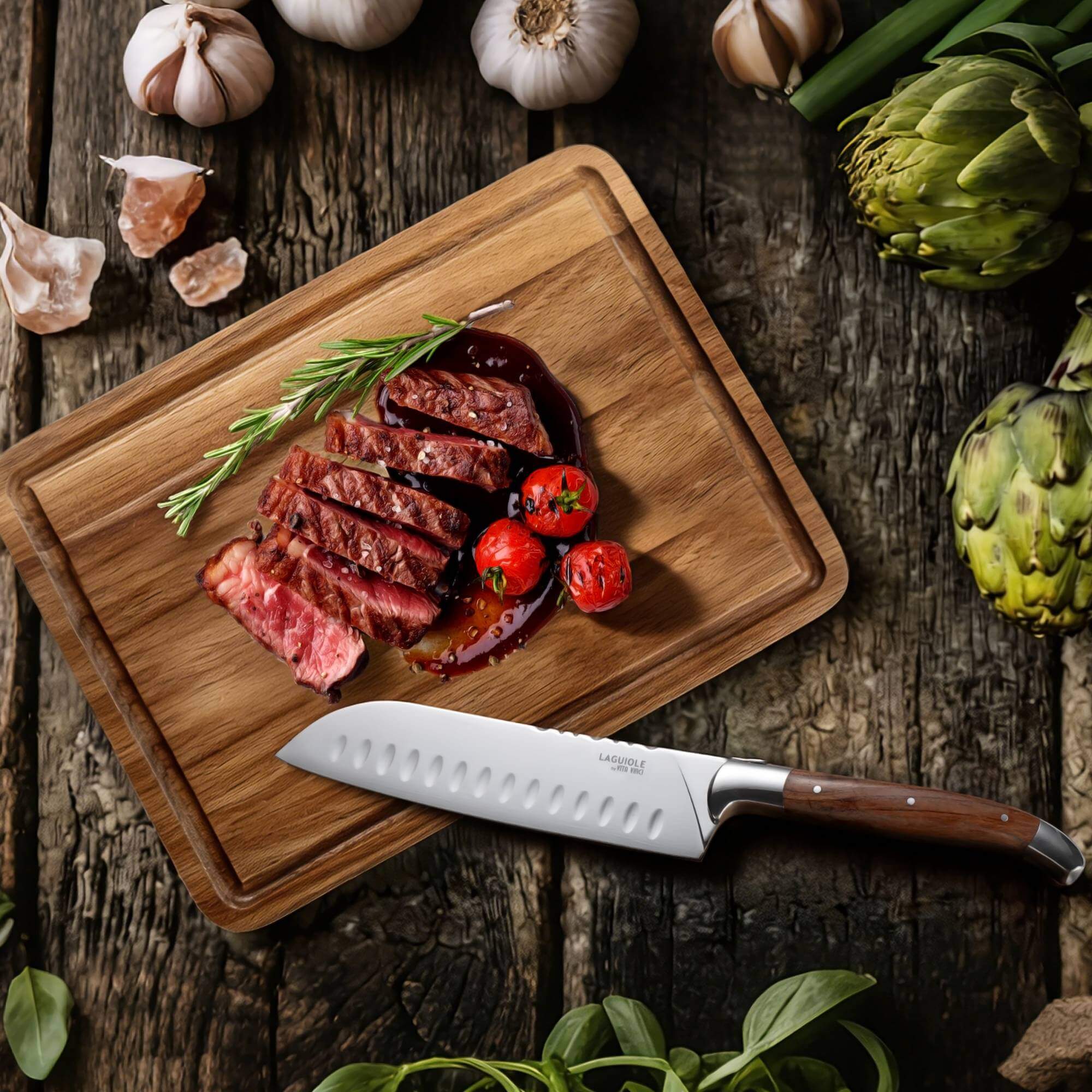 Vita Vinci Santoku knife with cutting board (VV-4201-RO) 15
