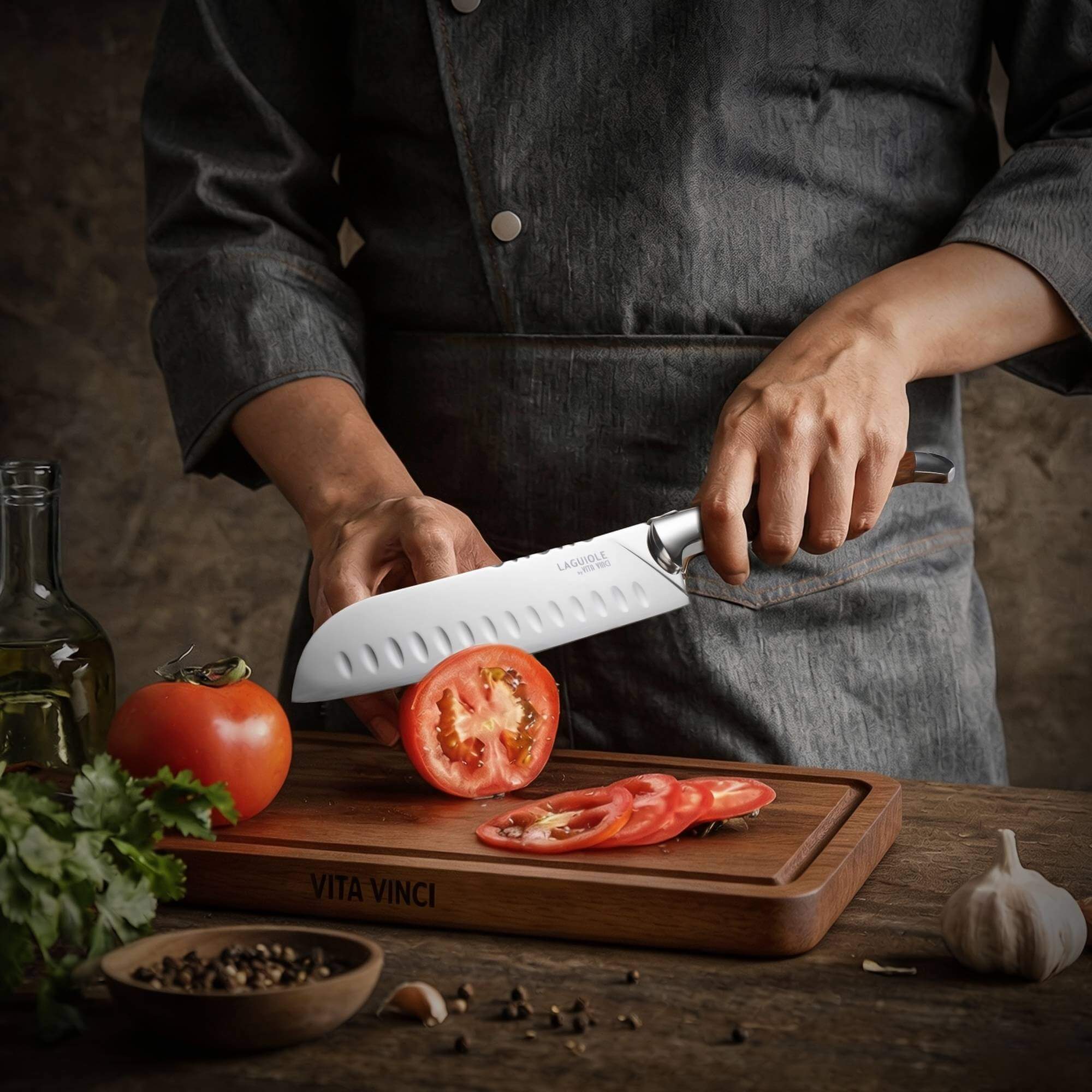 Vita Vinci Santoku knife with cutting board (VV-4201-RO) 16