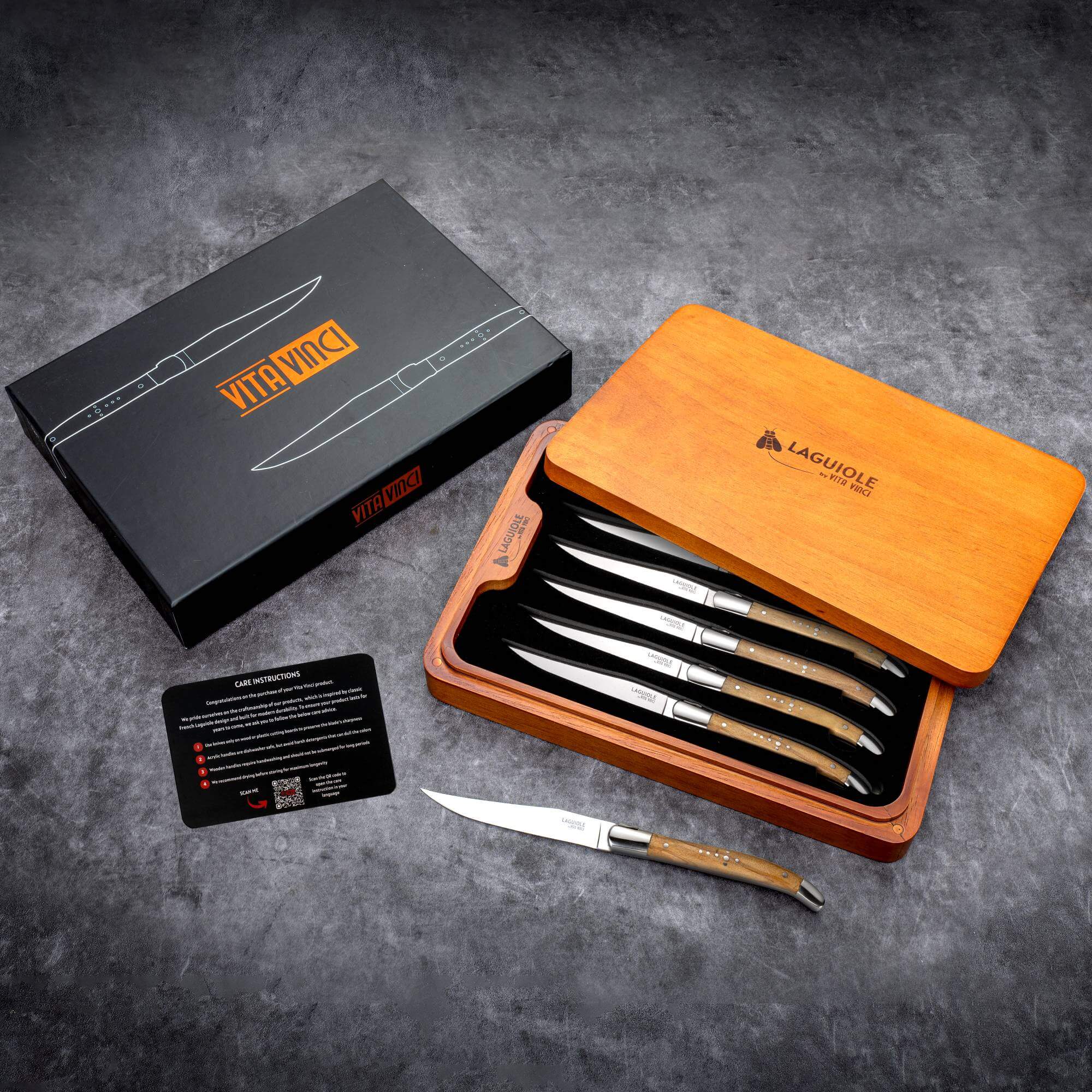 Vita Vinci steak knives 6pcs Olive wood (VV-4150-OL) 12