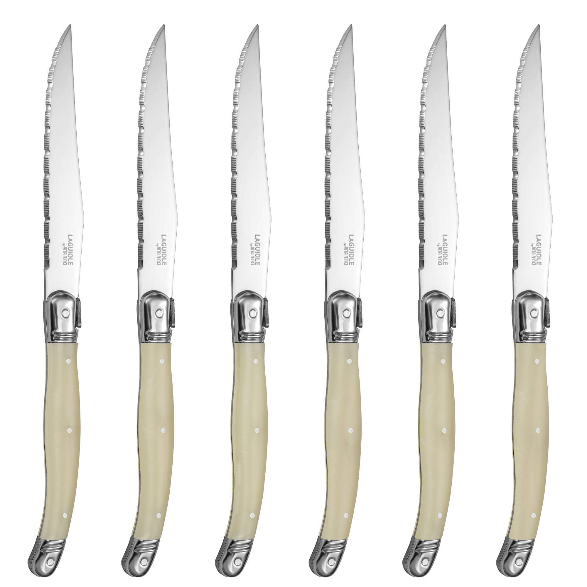 Vita Vinci steak knives 6pcs Pearl white (VV-4100-WH) 2 Vita Vinci steak knives 6pcs Pearl white (VV-4100-WH)